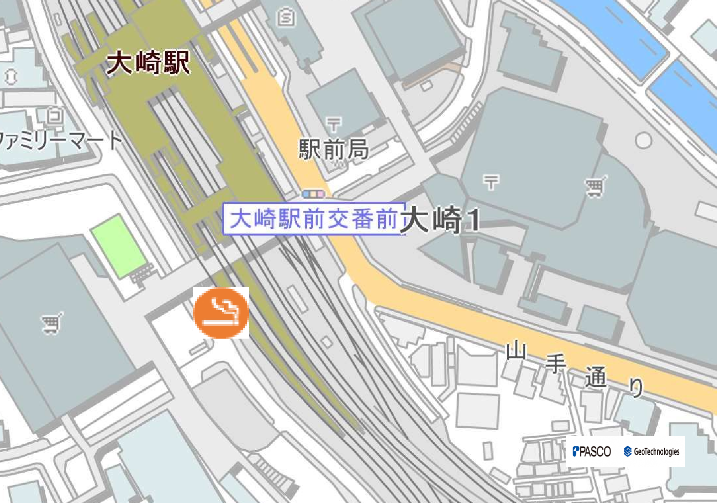 大崎駅西口線路脇喫煙所