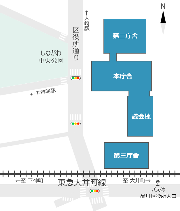 品川区役所の地図